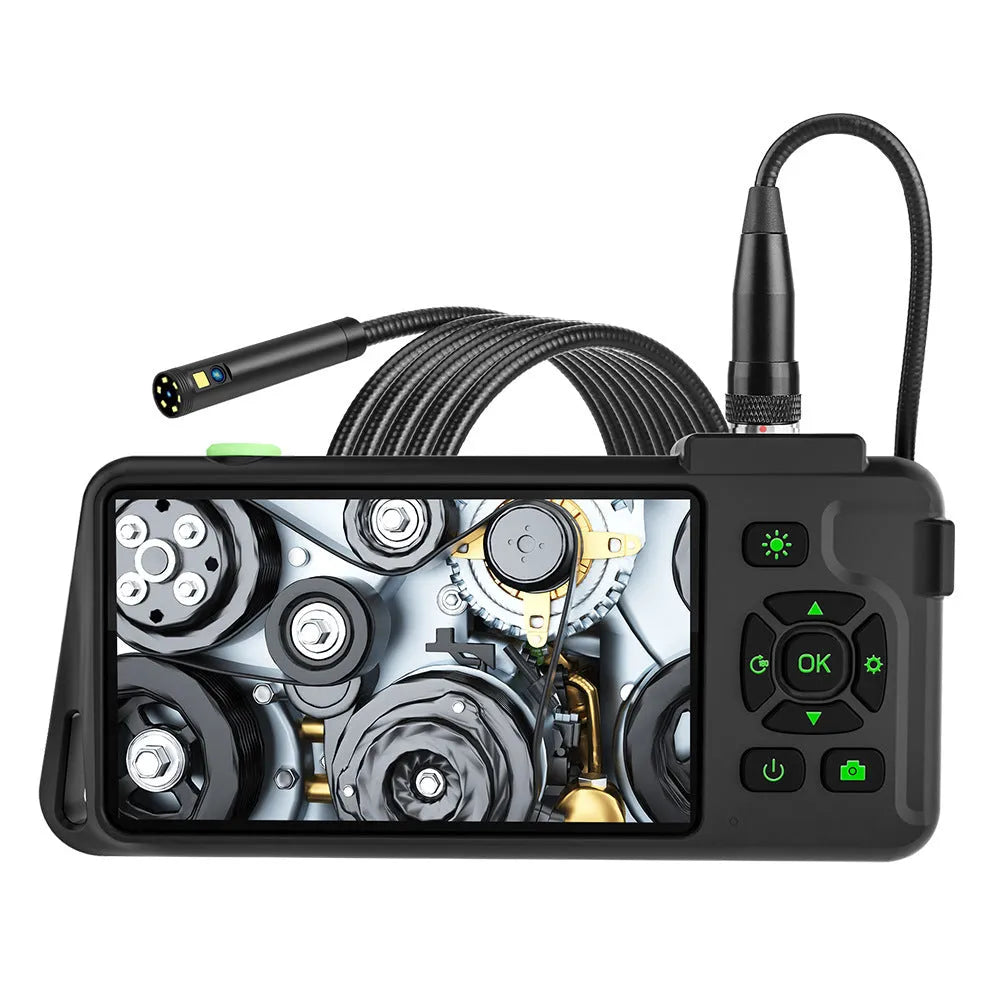 Handheld industrial endoscope with 4.5-inch colour screen and 5.5mm camera probe for automotive inspection