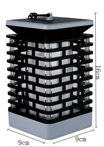 LED solar sensor flame torch light in gray for outdoor use on balcony or in garden