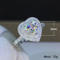 Heart shaped zircon ring with gold tone band, fashion jewellery for women