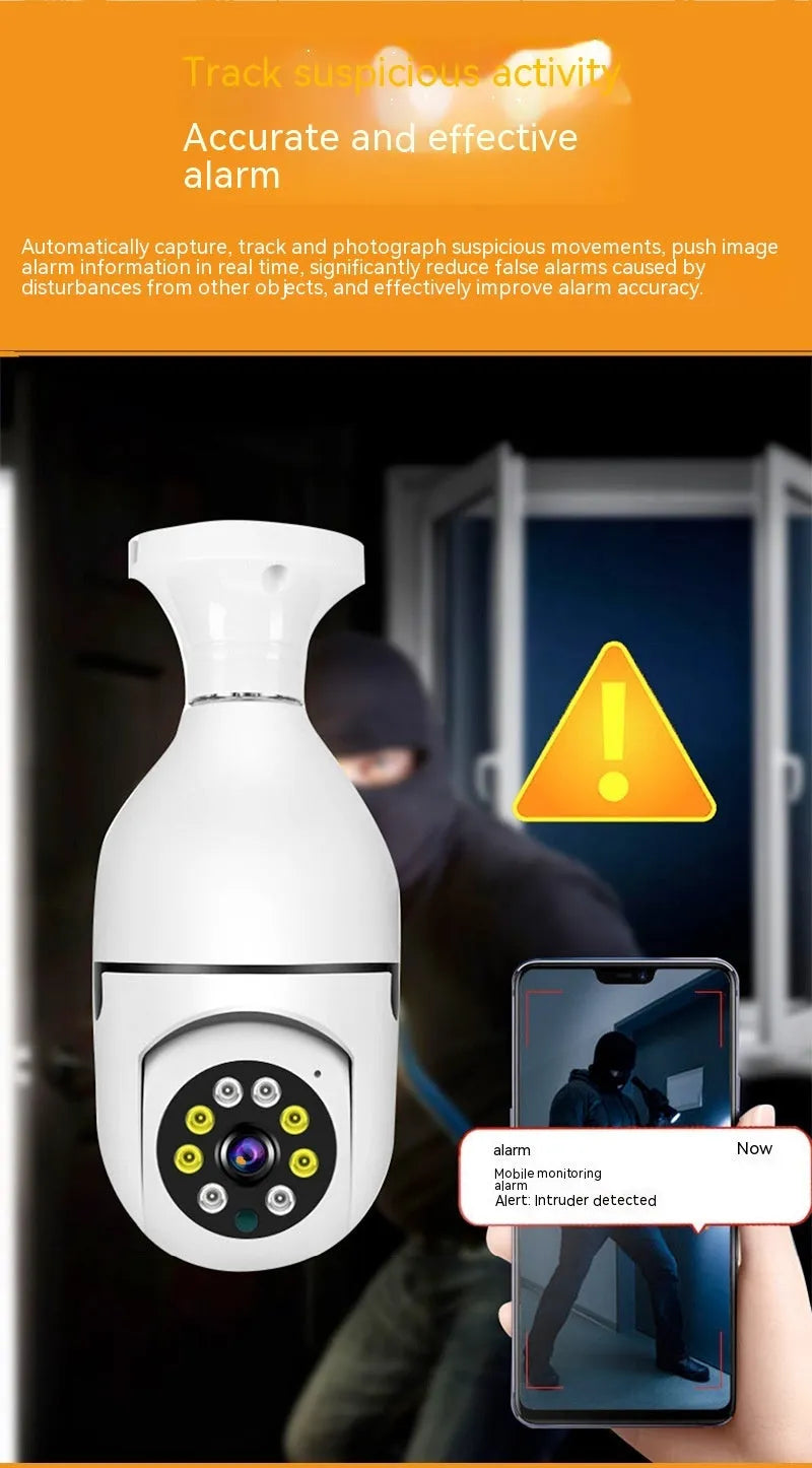 Wireless bulb security camera with 1080p and full colour night vision for indoor outdoor use