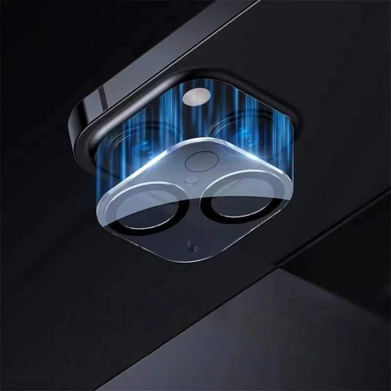 iPhone tempered glass camera lens protection film with black luminous ring and 3D radian design