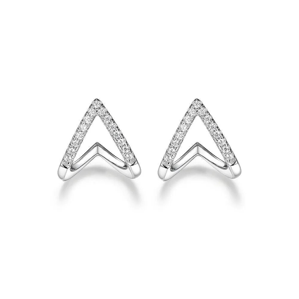 925 silver smile earrings with diamond-embedded design, U-shaped geometric silhouette, Style 1