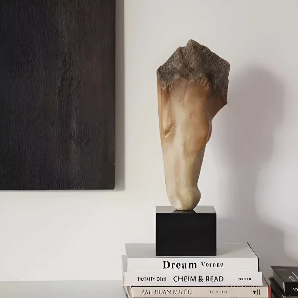 French retro abstract horse head desktop sculpture with carving surface finish