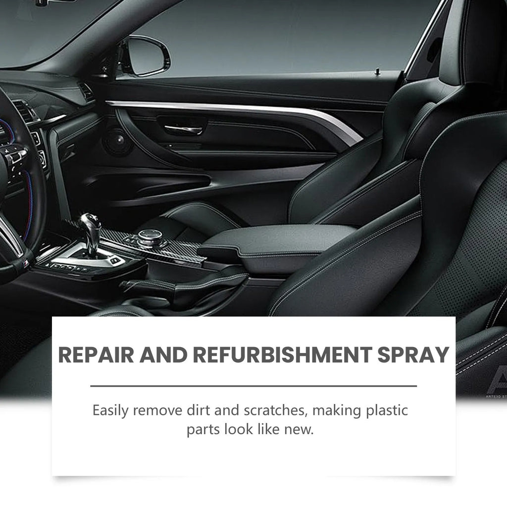 Automotive plastic renovation spray 60ml bottle for car trim restoration with PTFE formula