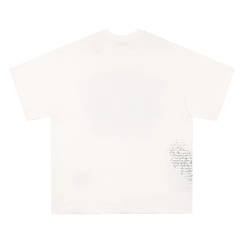 Short sleeve cotton T-shirt with retro hip hop gothic letter pattern in black and white colours