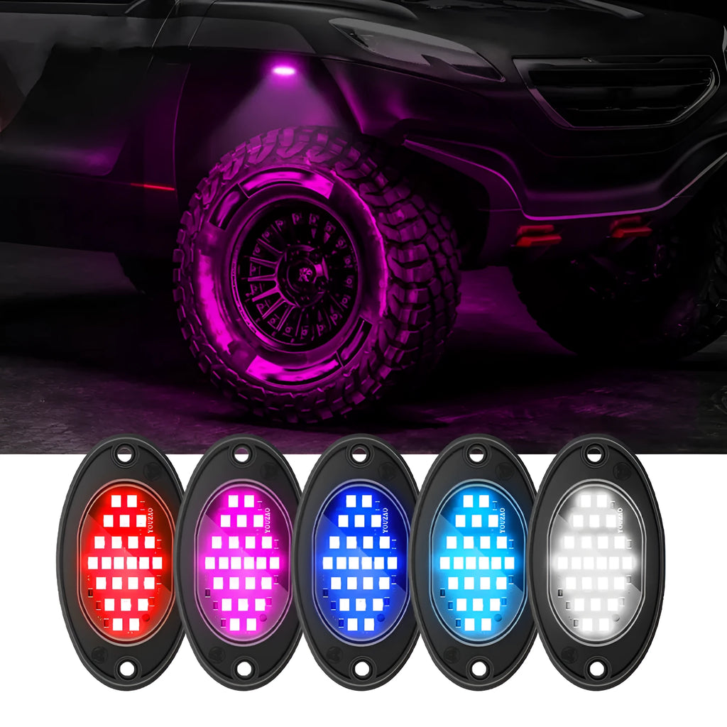 12V car LED chassis ambience light in ABS, 1pc set, available in blue, ice blue, pink purple, red or white