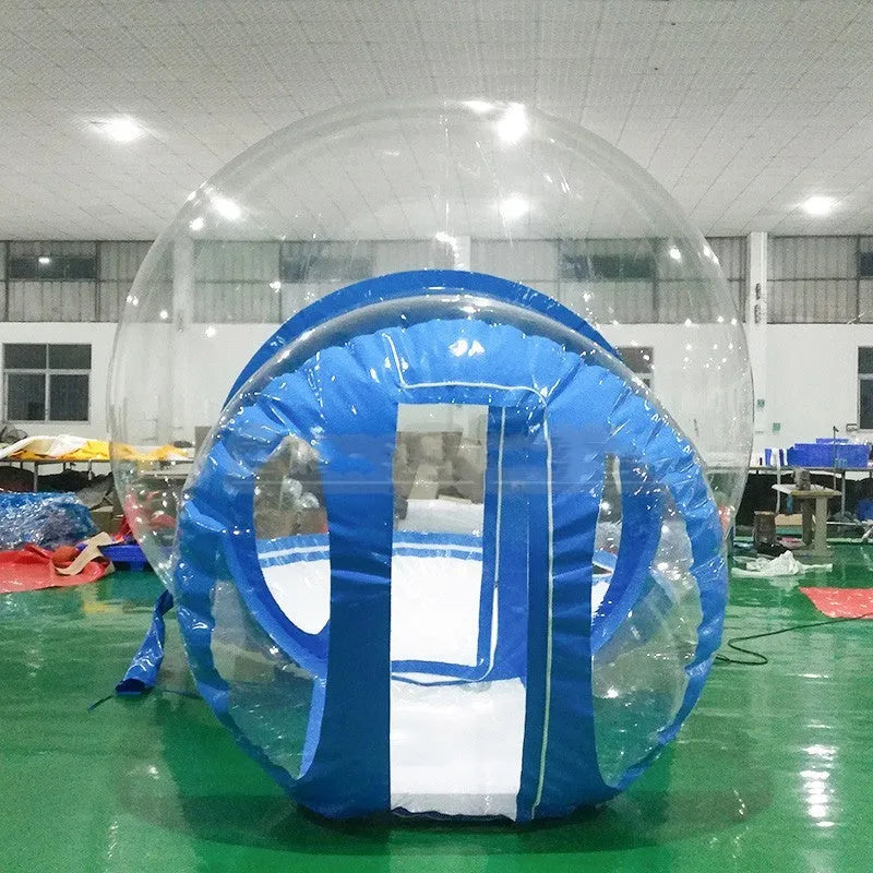 Outdoor inflatable transparent PVC bubble house tent 3m diameter blue with blower