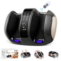 Black 3D foot and calf massager with heat, remote control, and removable washable cloth cover