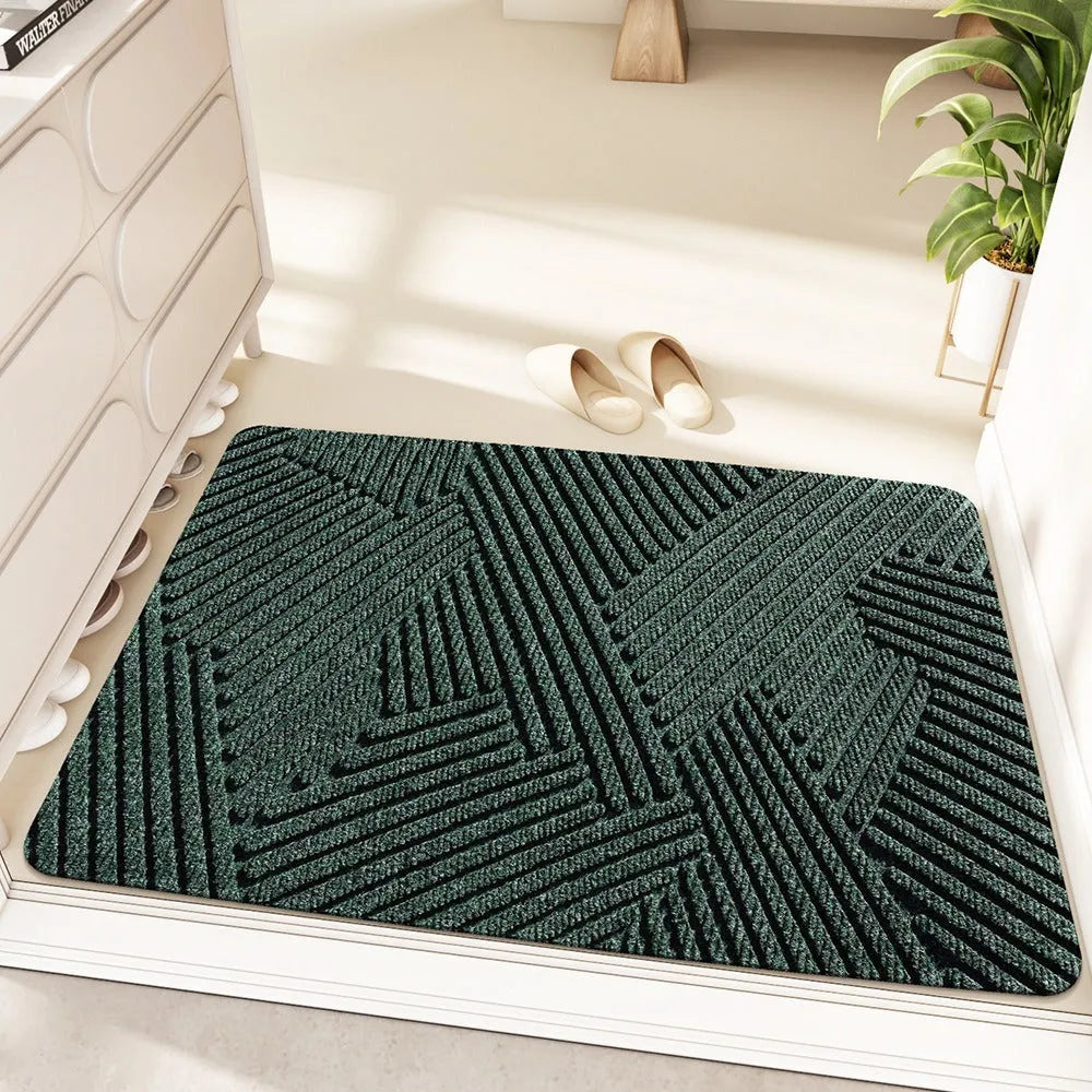 60x90cm silk ring entrance carpet with alien shape and cartoon anime pattern in green, grey, khaki, or blue