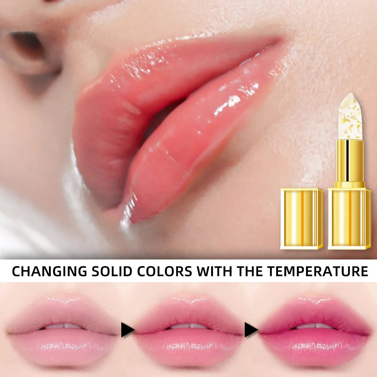 Anti-smudge gilding lipstick with warm colour-changing properties, model YB1001.