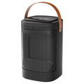 Black portable electric heater and air cooler with digital touch screen display and remote control.