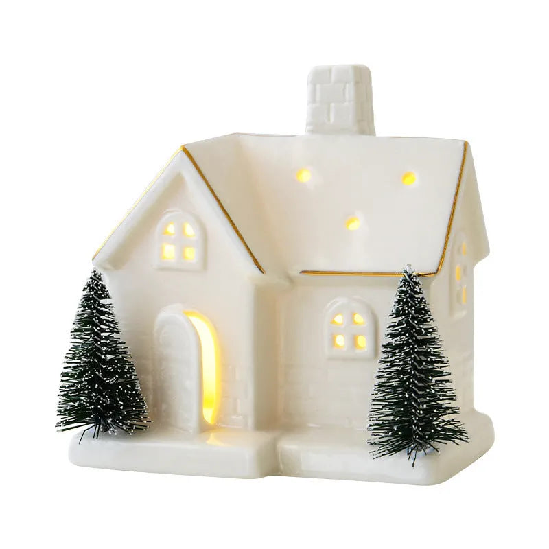 Creative Christmas tree house ceramic ornament in European villa style
