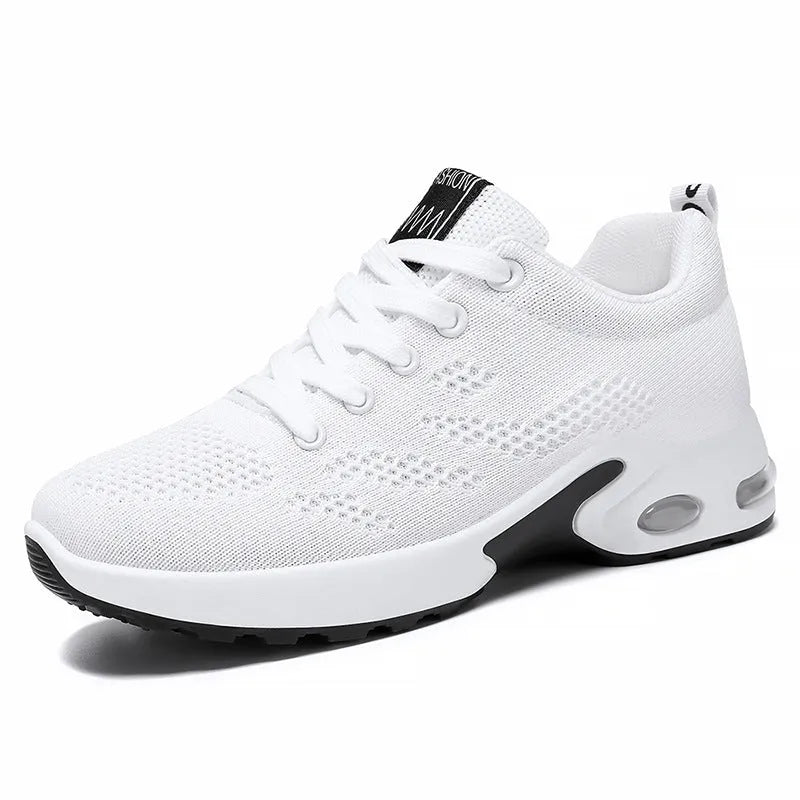 Breathable soft sole women's sneakers in 814 black with mesh lining, PVC sole, low heel, and round toe design