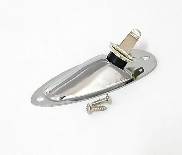 Black and silver alloy electric guitar output jack socket replacement part