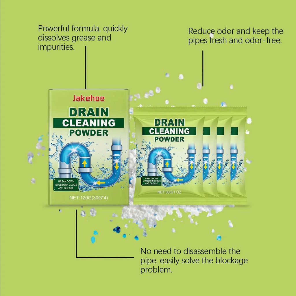 120g container of drain cleaning powder for household sink, shower, toilet, and pipe blockages
