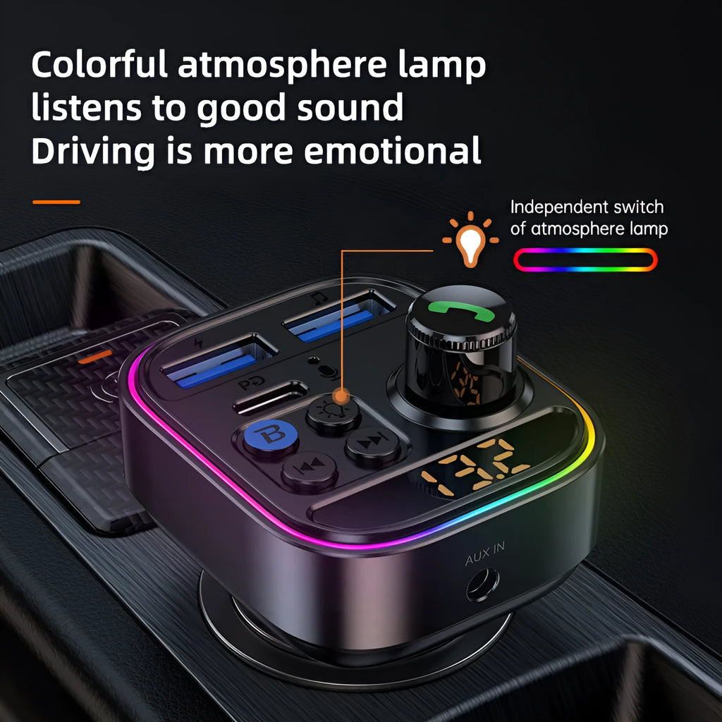 T18 Bluetooth car MP3 player FM transmitter in black with standard English interface
