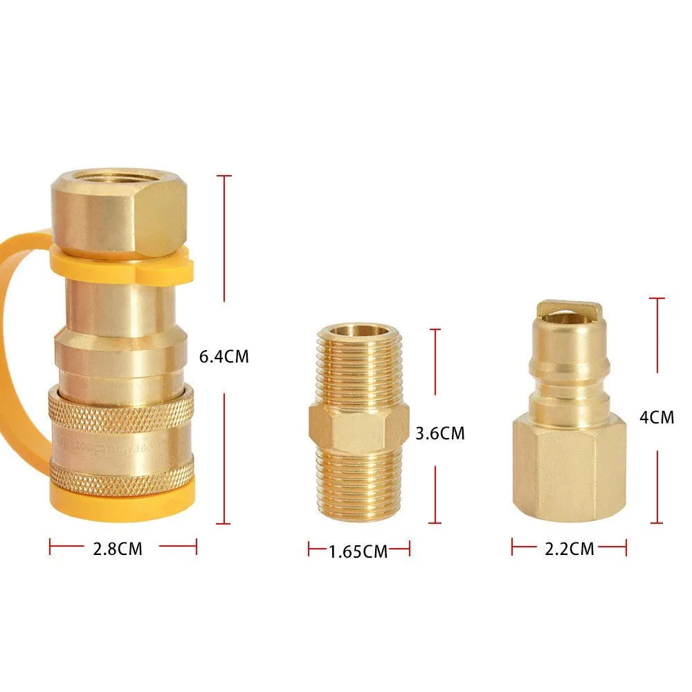 Gold brass gas propane conversion charging connector with 3/8 thread