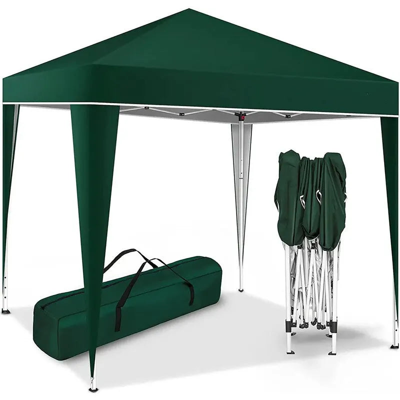 Four-corner folding tent 3x3m with 220cm height in blue, black, green, white, or khaki, silver tape material