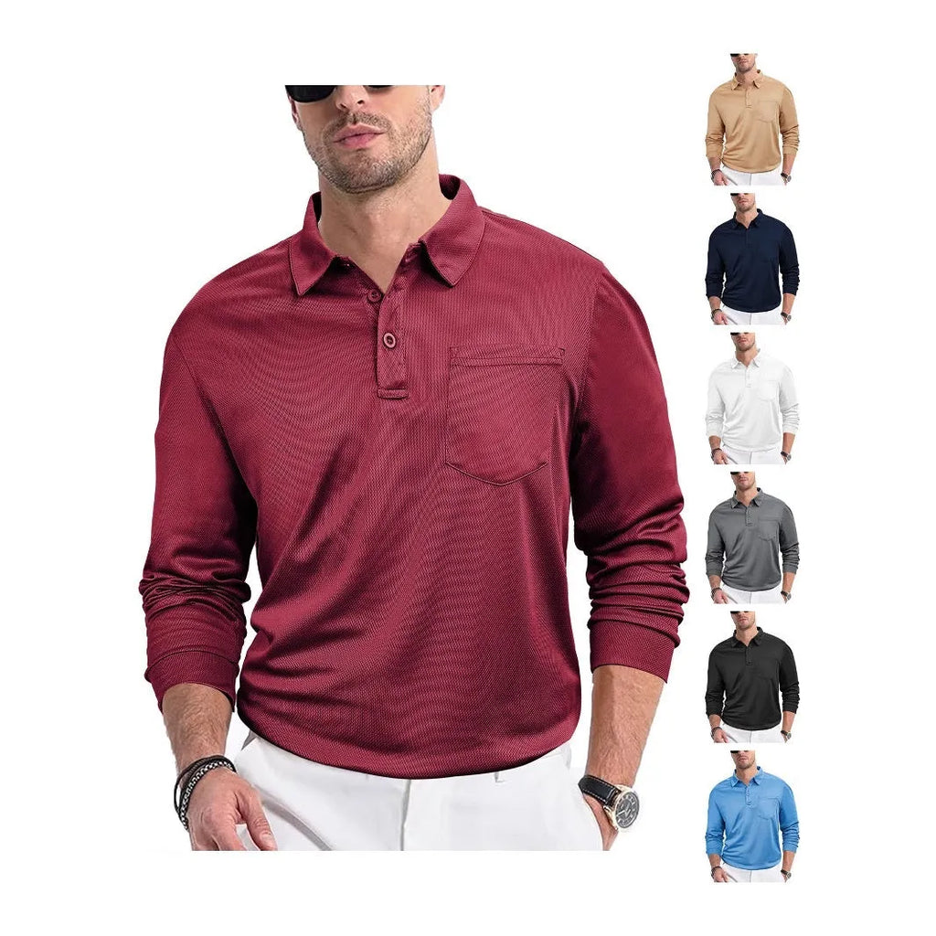 Men's casual long sleeve shirt, loose solid colour polyester mesh, sizes S to XXXL, side slit