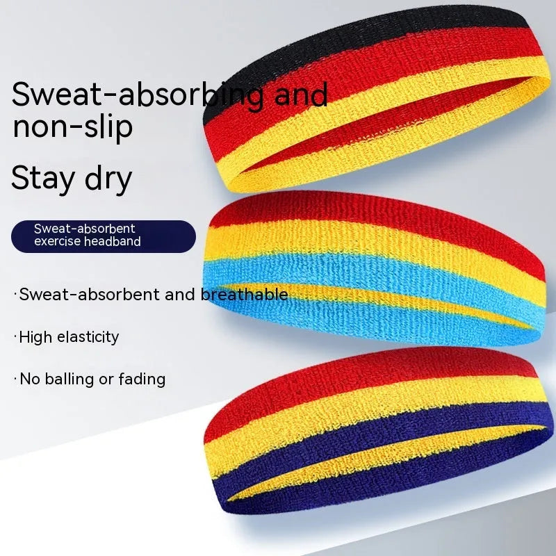 Elastic sports headband in multiple colour combinations for running and fitness activities
