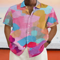 Hawaiian style loose cardigan with stand collar, short sleeves, and a 3D printed pattern.