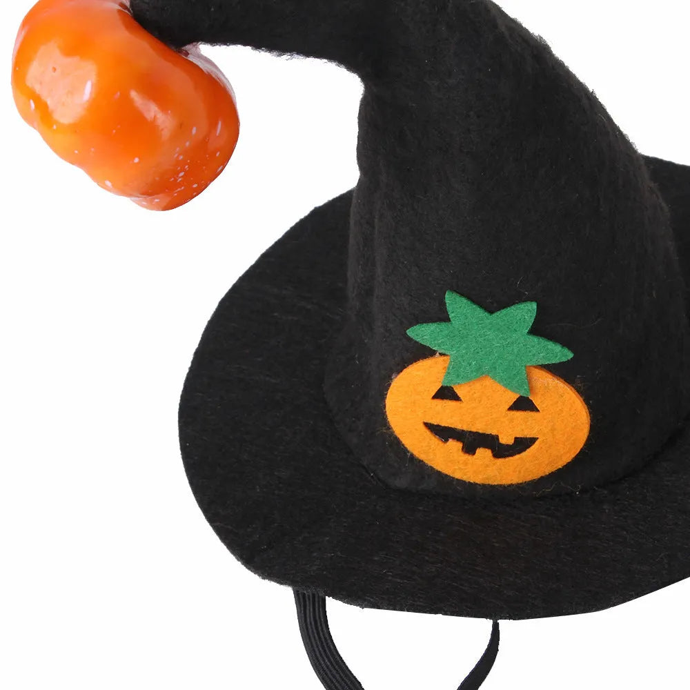 Halloween cat hat in pumpkin smiling face design made from embossed cloth with free-size fitting