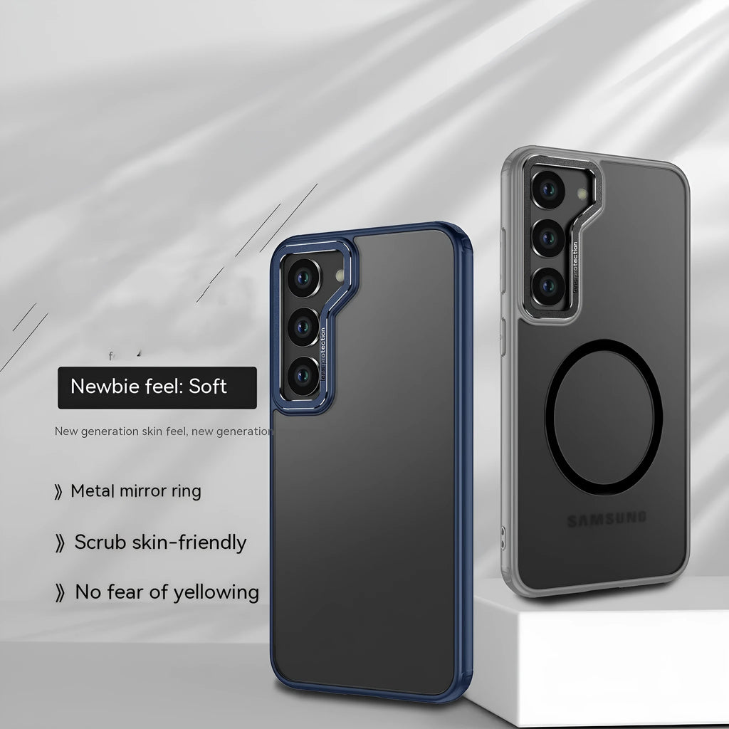 Frosted magnetic drop-resistant phone case for Samsung S24 S23 Ultra in gray finish