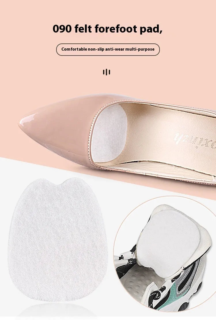 White thin felt shoe tongue protection sticker with front palm pad design.
