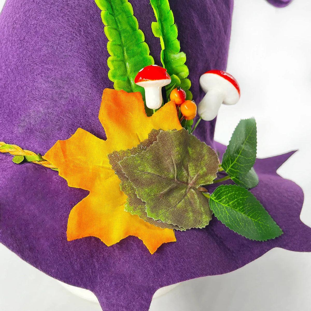 Monochrome felt witch hat with conical crown and fungus brim for adult Halloween costume