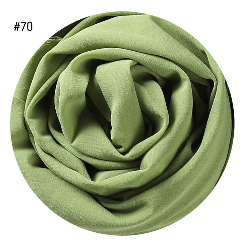 Women's solid colour pearl chiffon scarf, 180x70cm polyester wrap for daily, work and gatherings