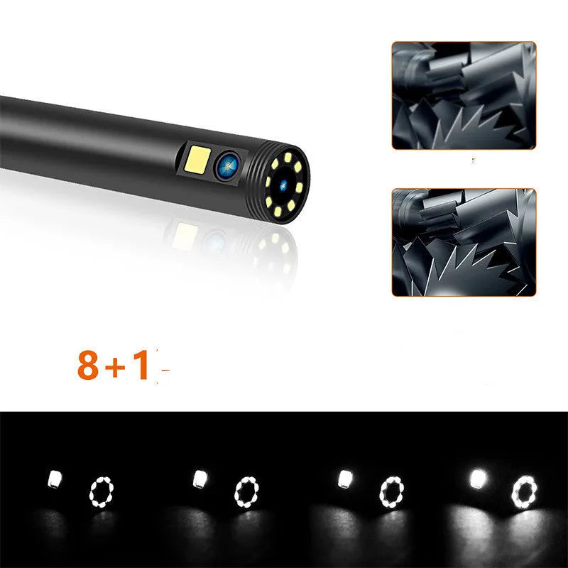 Wireless dual lens endoscope camera with 5.5mm and 8mm waterproof probes for smartphone inspection