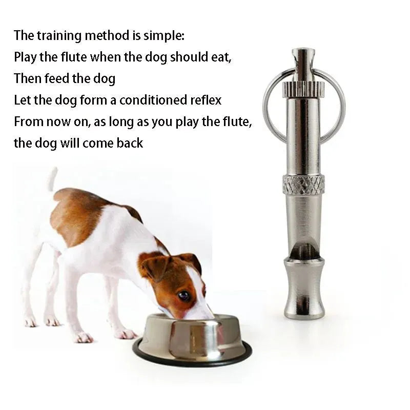 Metallic adjustable ultrasonic dog training whistle with brass electroplated nickel construction