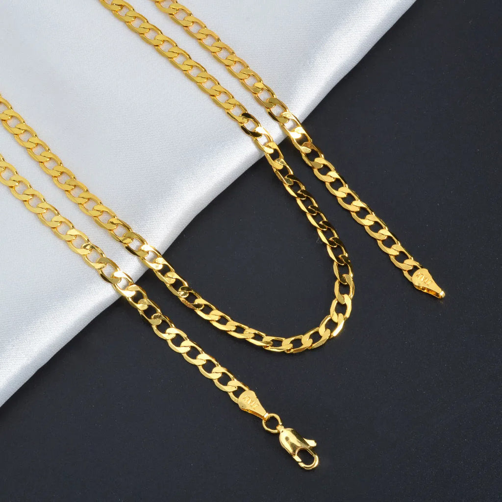 Men's hip hop necklace with Japanese buckle pressure nozzle ring buckle chain, electroplated copper, 45-60cm