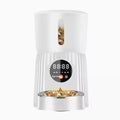 Black and white automatic pet feeder with digital display and USB connection