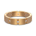 S925 sterling silver slim couple ring with round and quadrilateral zirconium geometric details in champagne finish