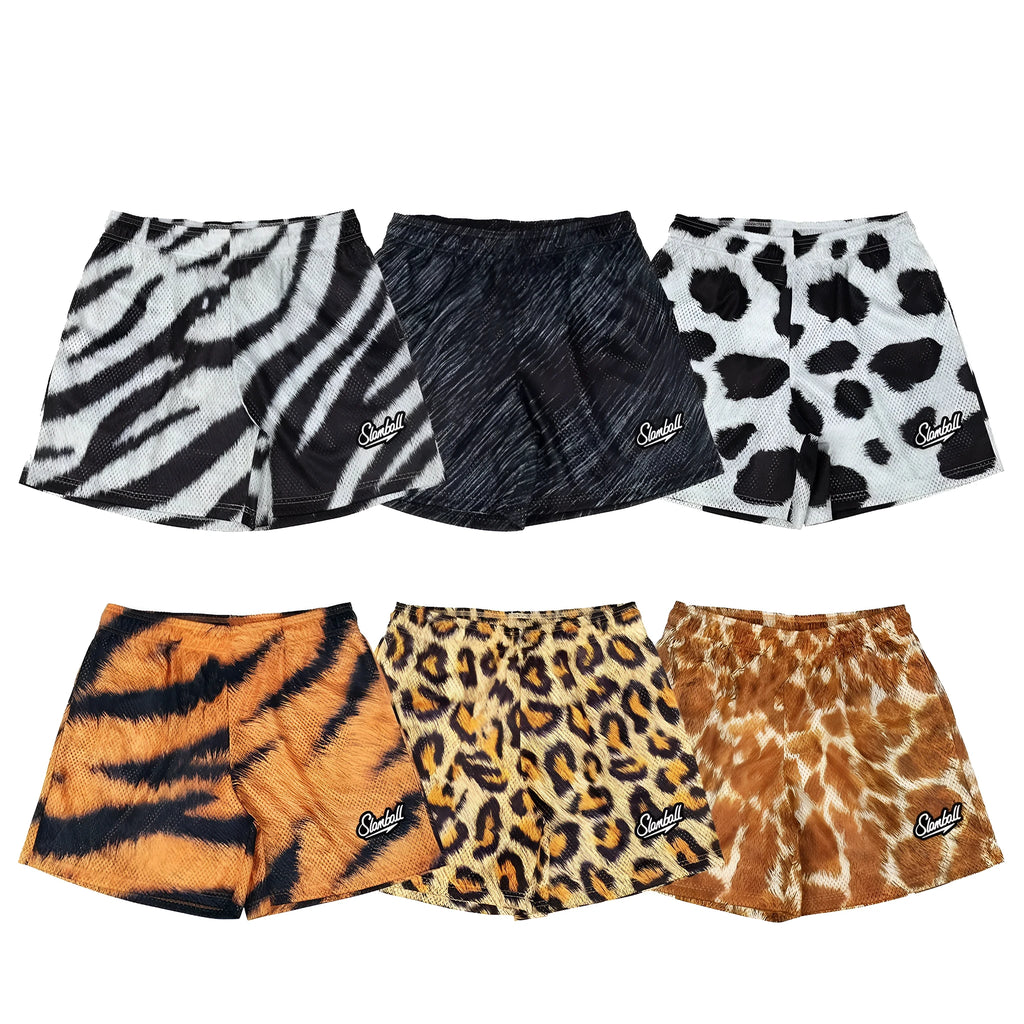 Men's leopard print fitness training shorts for basketball and running