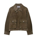 Women's medium-thickness PU jacket in Japanese-Korean casual style with regular cut