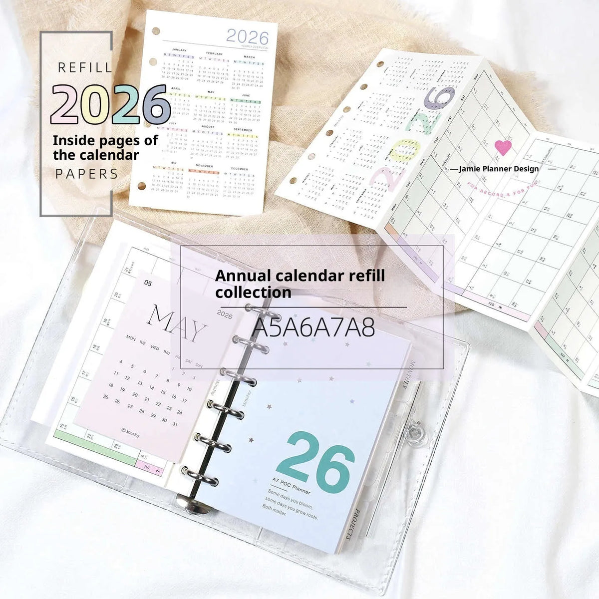 2026 monthly calendar card set with calendar fold in basic packaging, colour option 2026 Monthly Calendar Card