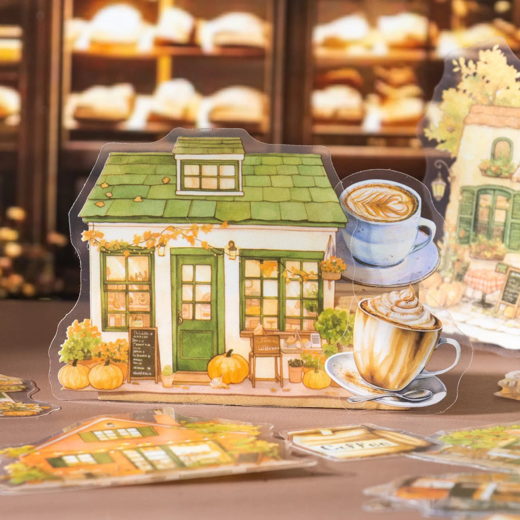 Encounter Cafe Series hand account sticker package with retro cafe design