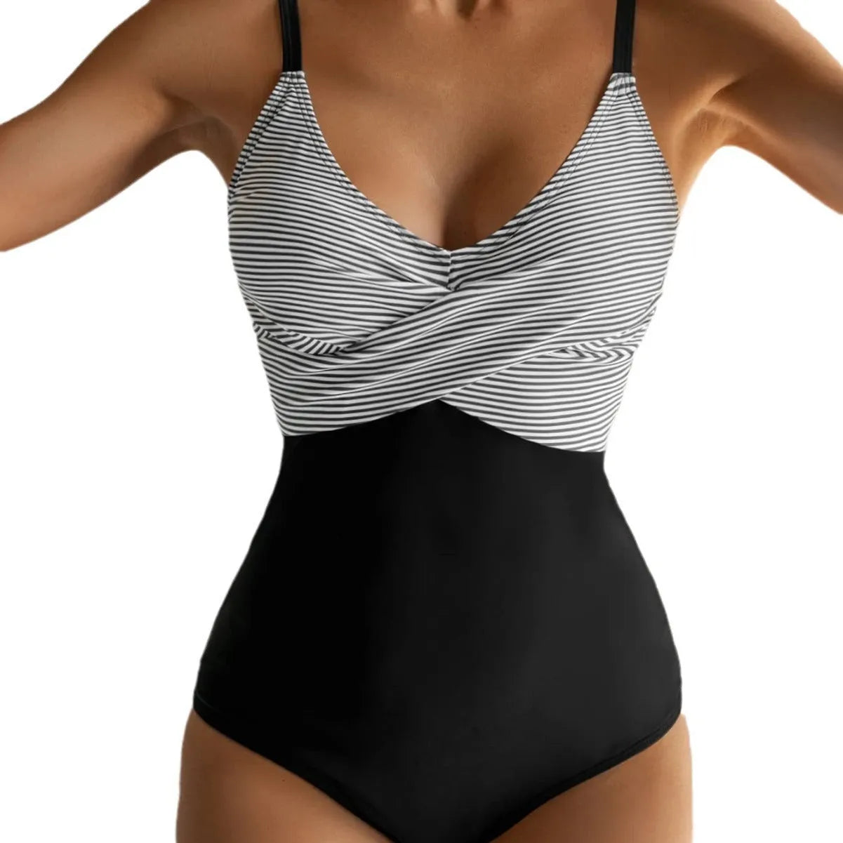 Printed one-piece bikini swimsuit with lace-up backless design in various patterns including leopard print and floral options.