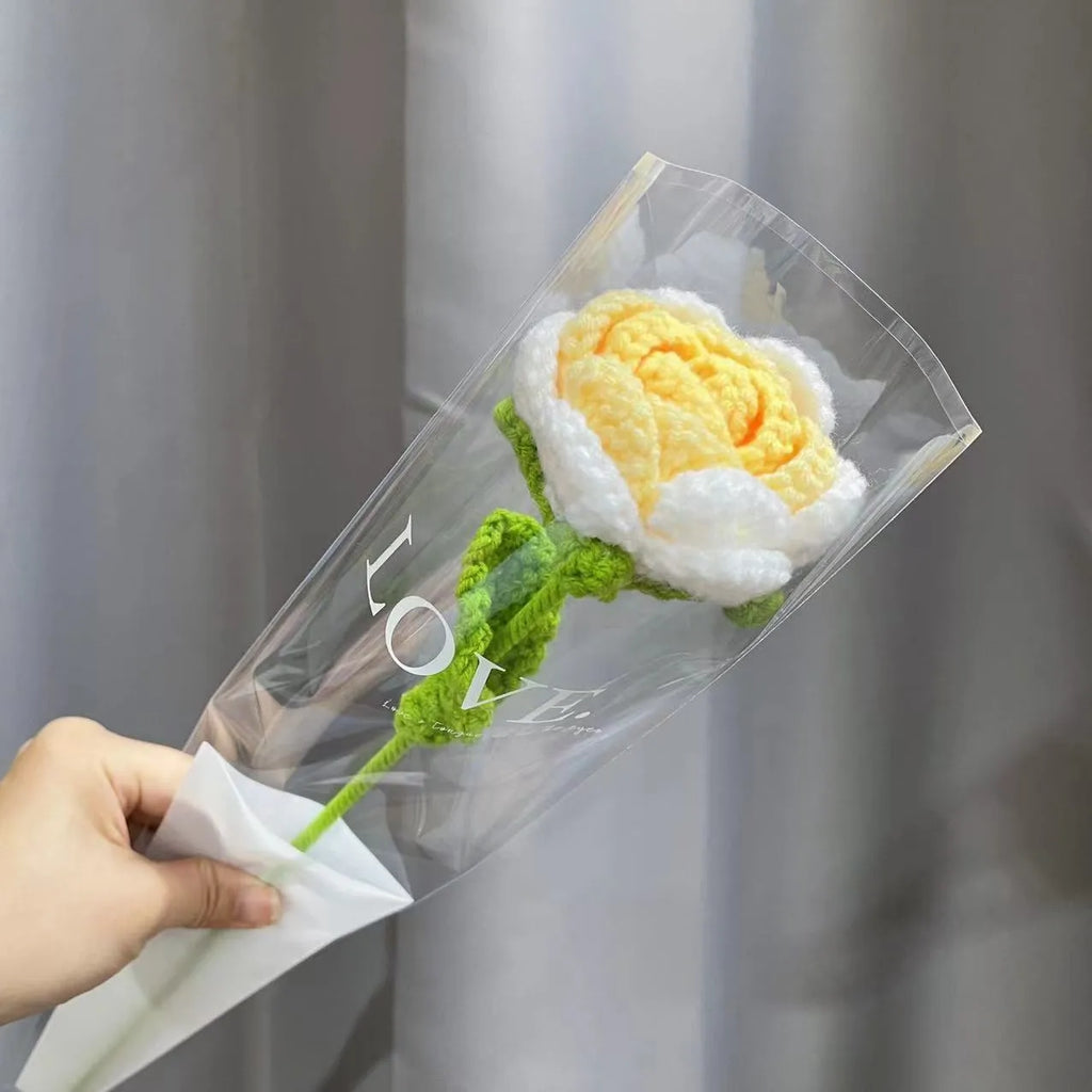 Gradient blue wool weaving silk rose bouquet artificial flower decorative piece