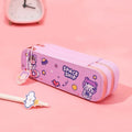 Ins cartoon pencil case with double-layer design in cute astronaut motif, made from PU material, available in various colours
