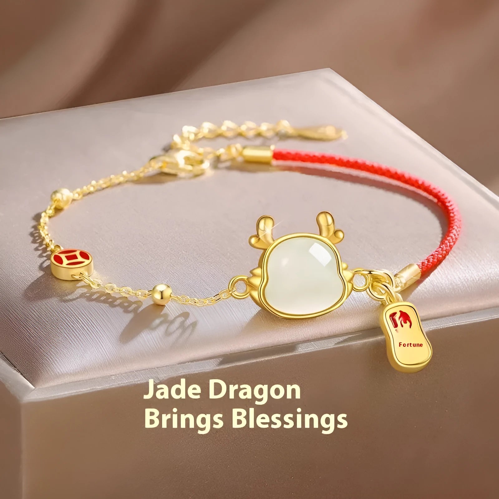 Silver-plated Dragon zodiac bracelet for women with adjustable fastening and New Chinese style design