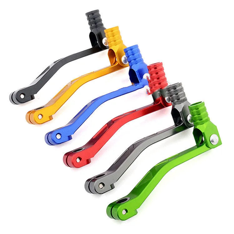 Green CNC aluminium universal gear shift lever on plain background