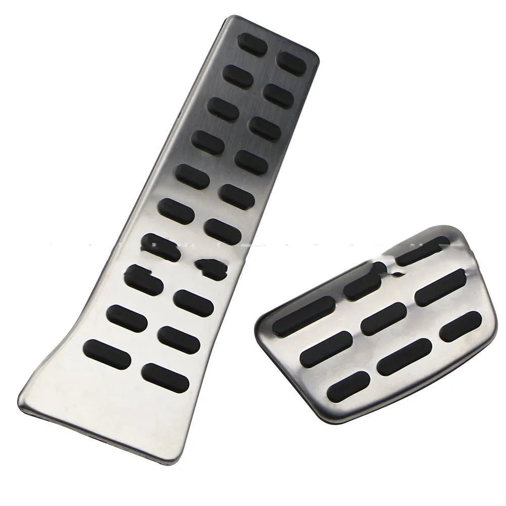 Stainless steel car accelerator pedal replacement set for Hyundai models on a white background.
