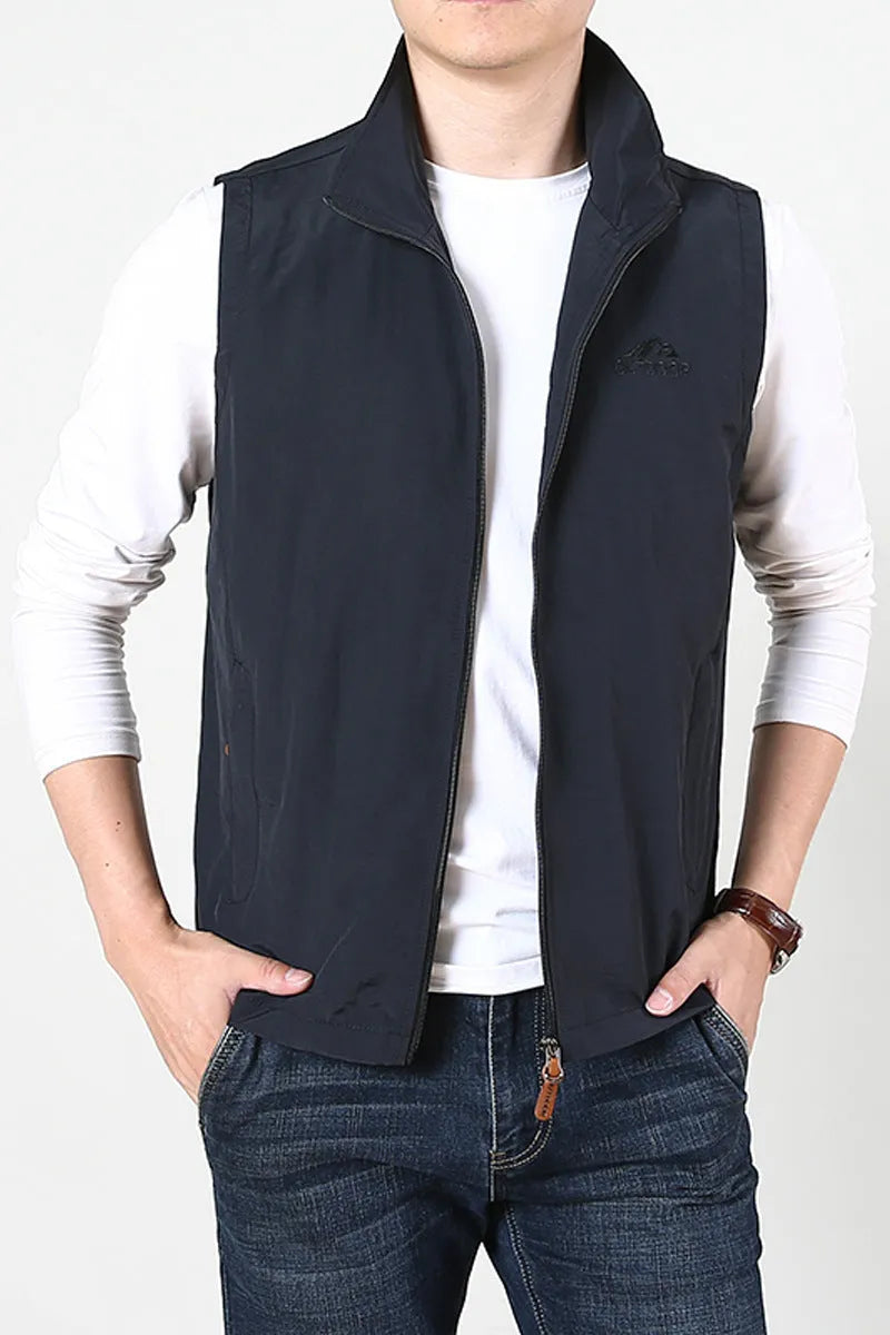 Niandun men's loose-fit casual spring waistcoat vest in army colour
