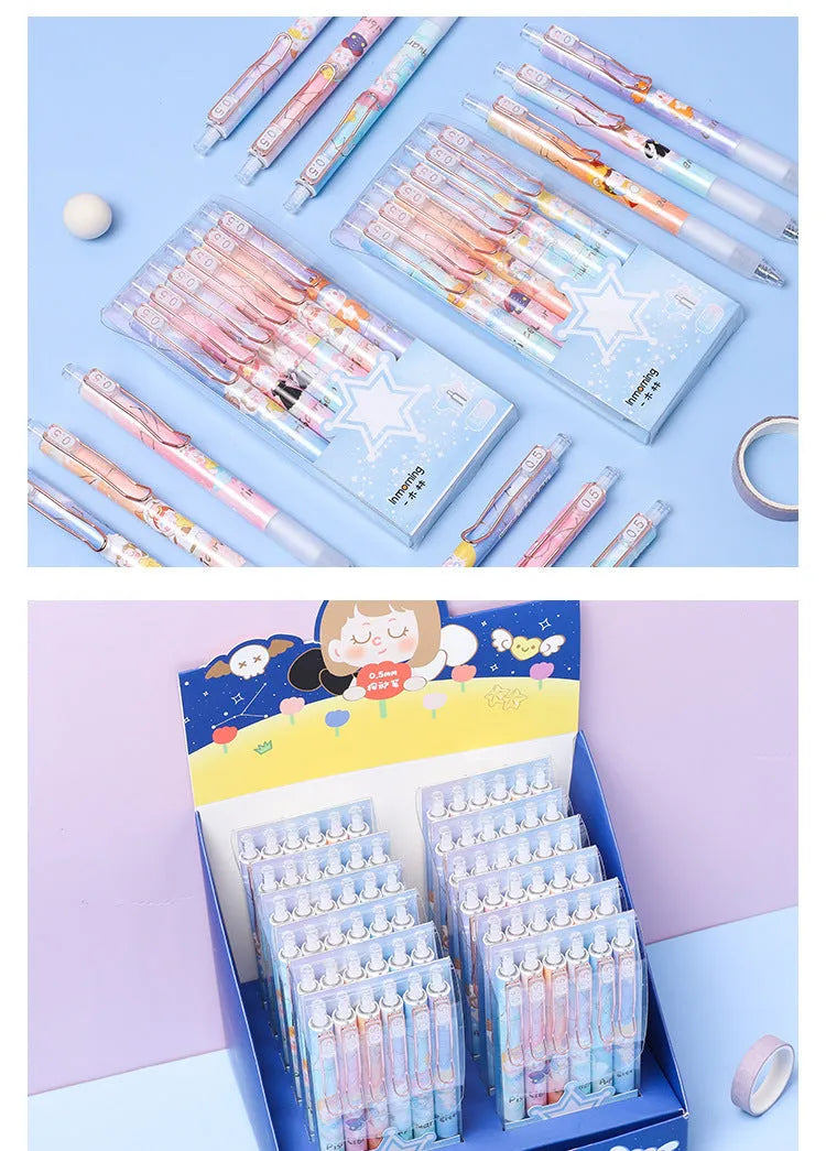 Lisa's Secret Constellation press gel pen set showing zodiac designs with 0.5mm tip