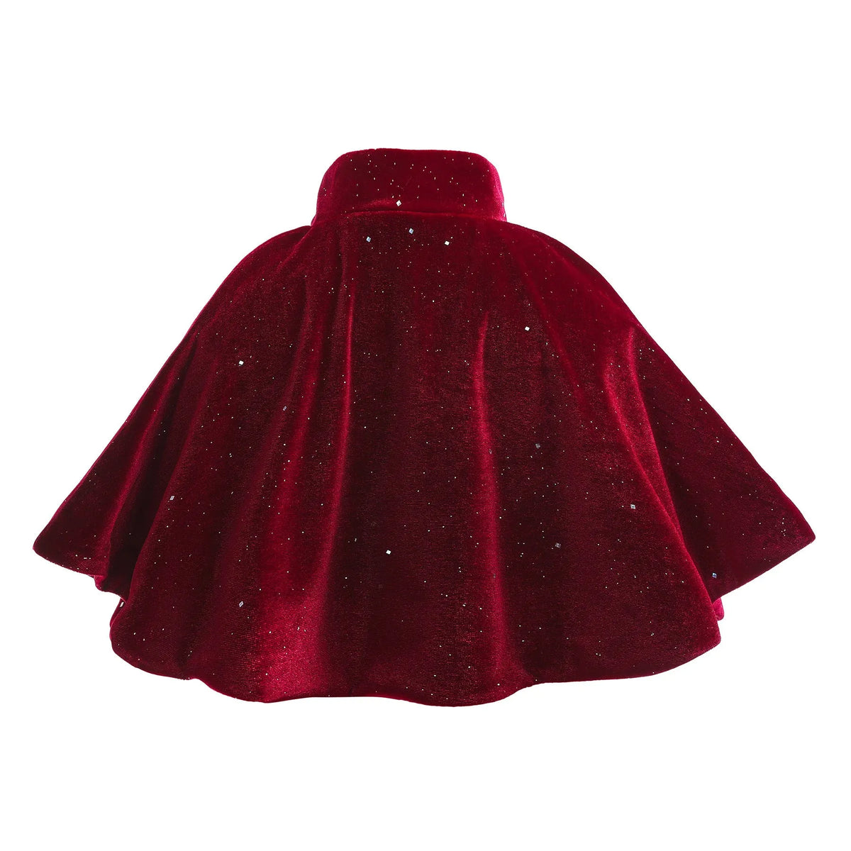 Girl's Red New Year Cape Cloak for Autumn and Winter Warmth Burgundy Cotton Blend Single Button Closure European Princess Style Suitable for Height 100cm to 150cm Solid Color Regular Thickness