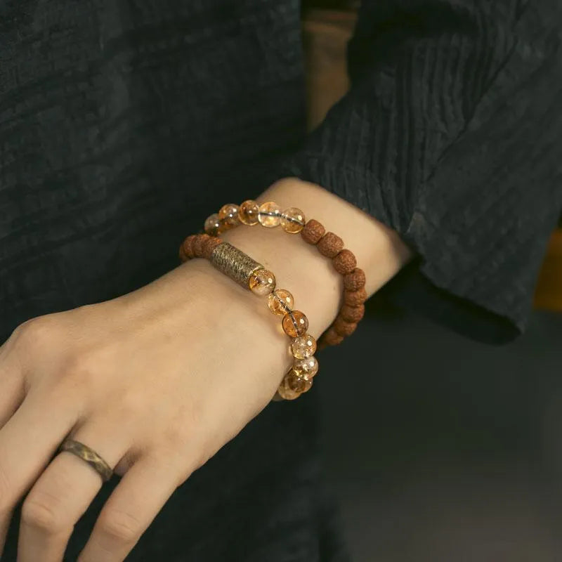 Retro double circle LCD bracelet in citrine colour for boys and girls sizes 15 to 18