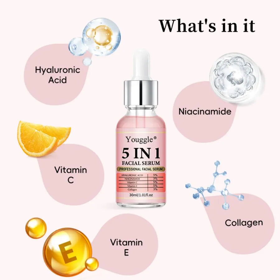 5-in-1 face serum 30ml bottle complete skin transformation solution